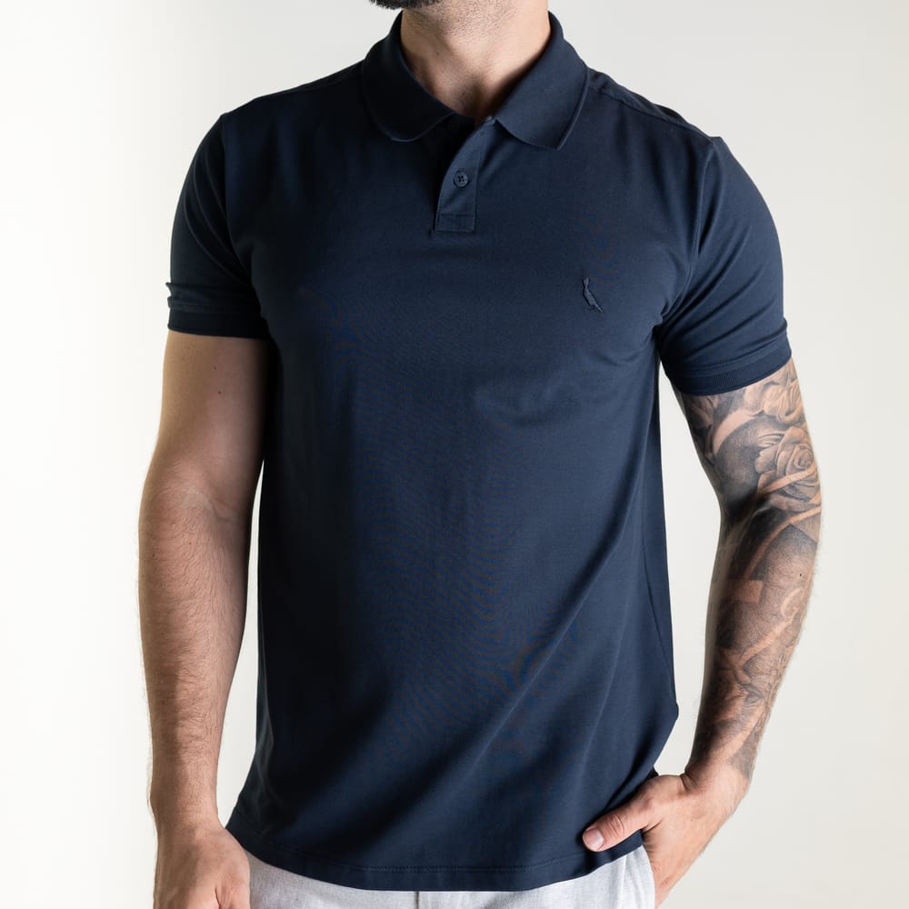 Camisa Polo Pima Reserva Azul Marinho