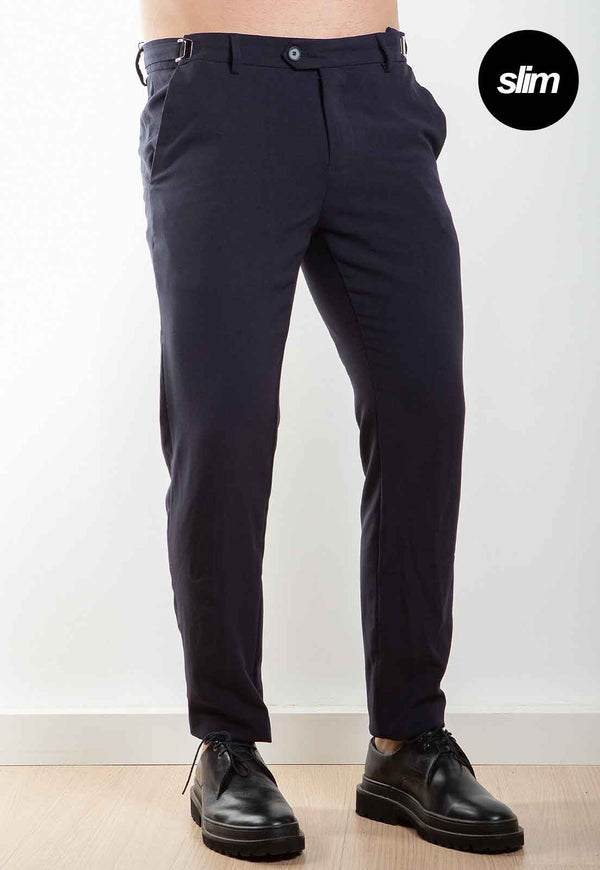 Calça Alfaiataria com Ajuste Marinho Slim