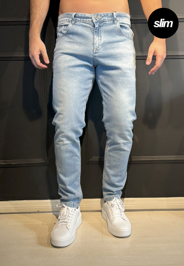Calça Jeans Slim Azul Claro