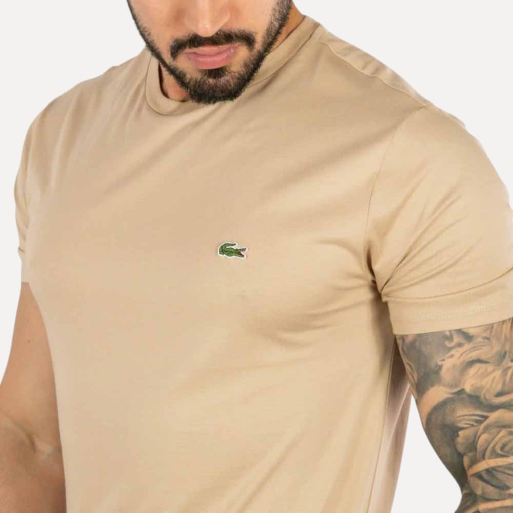 Camiseta Lacoste Algodão Pima Bege