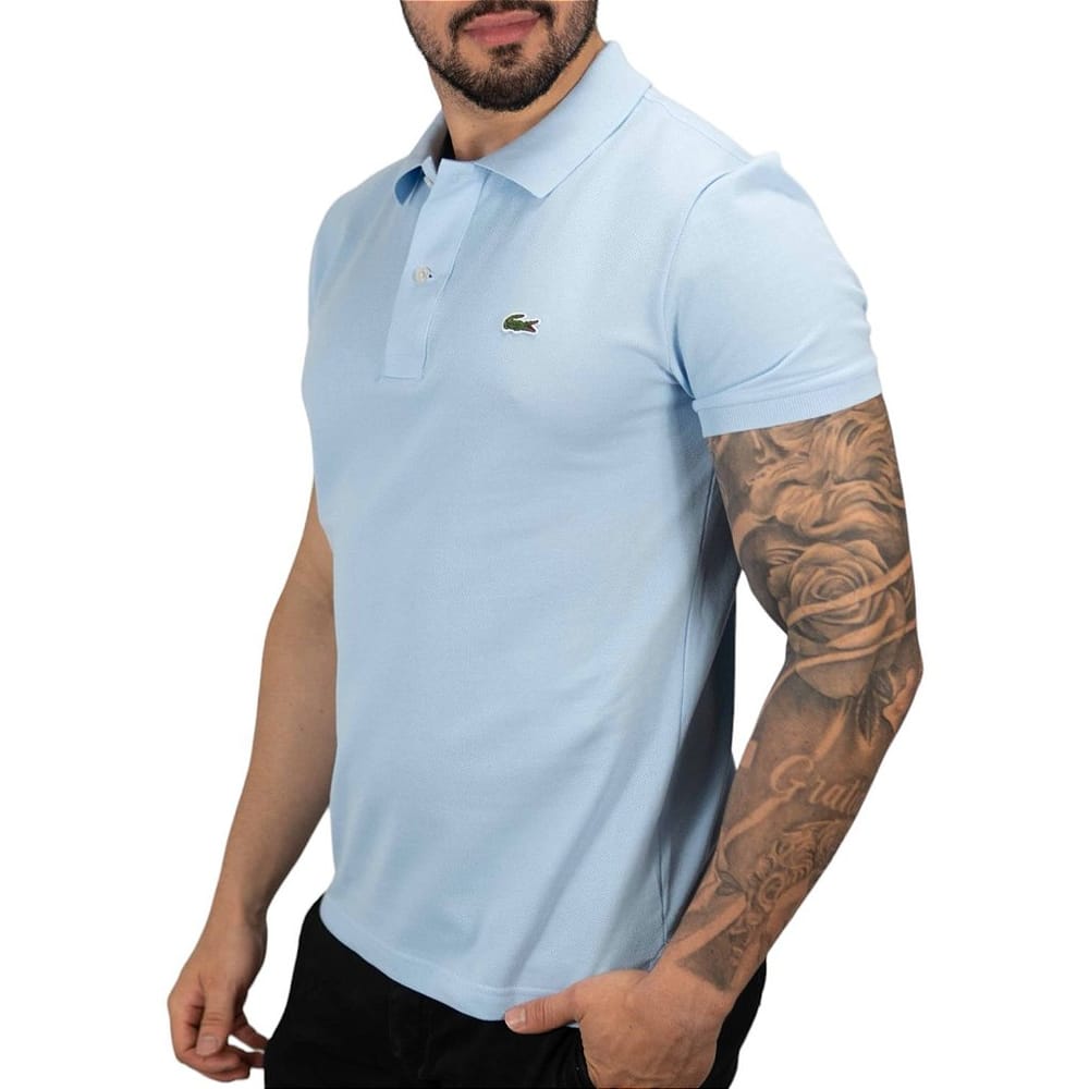 Camisa Polo Lacoste Petit Piquet Azul Claro