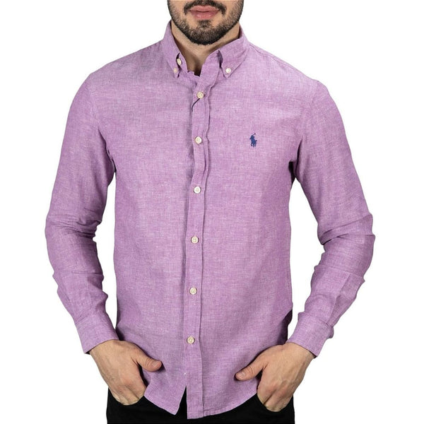 Camisa RL Linho Custom Fit Roxa