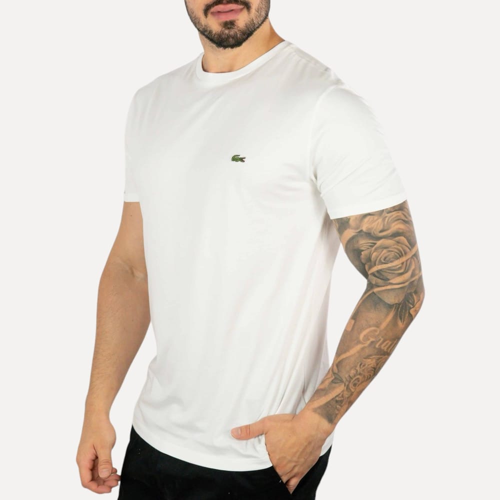 Camiseta Lacoste Algodão Pima Branca