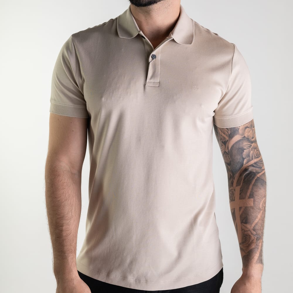 Camisa Polo Aramis Interlock Algodão Pima Bege