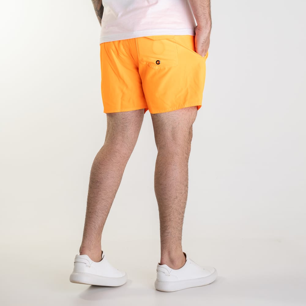 Shorts Beach Reserva Liso Básica Laranja Neon