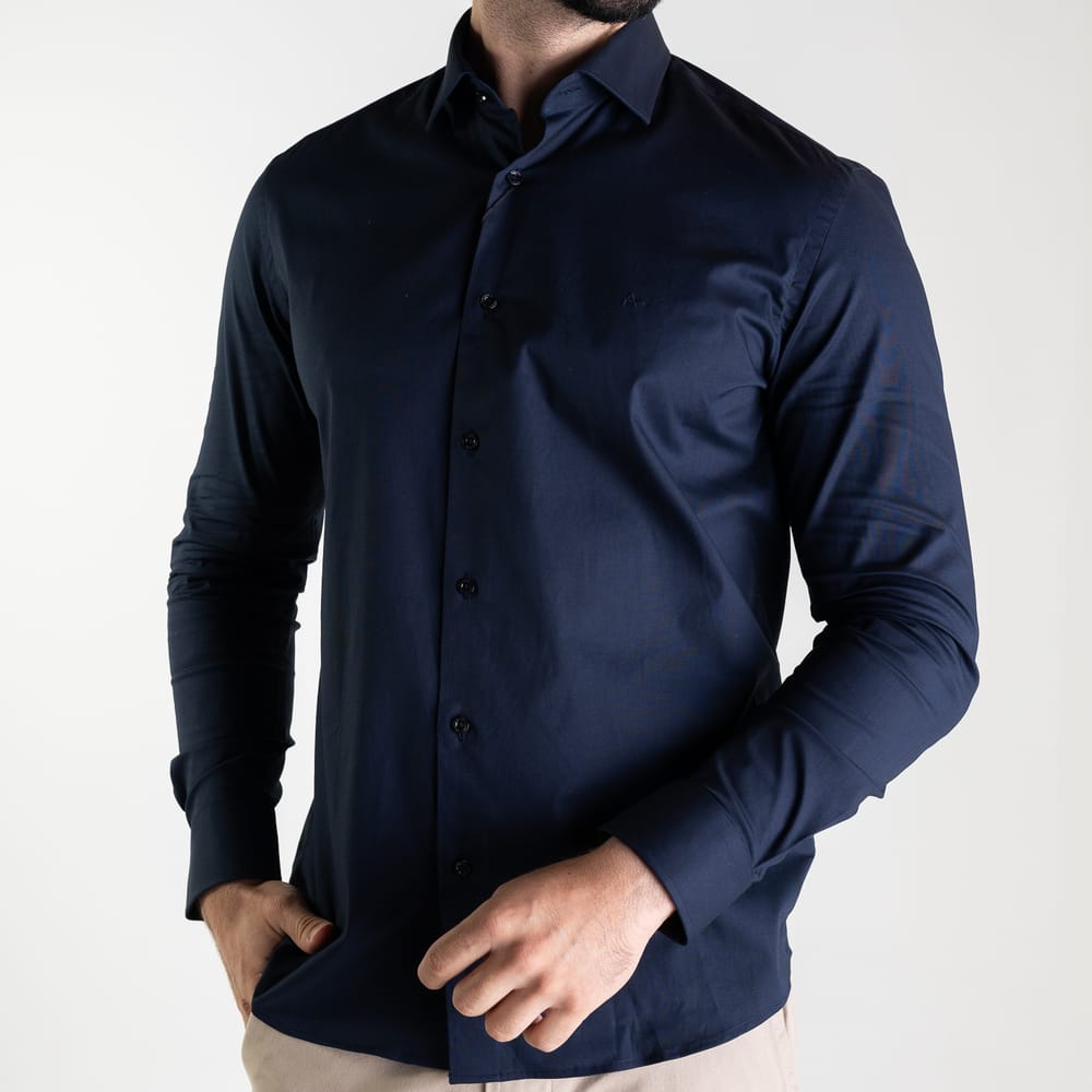 Camisa Aramis Tricoline Stretch Azul Marinho