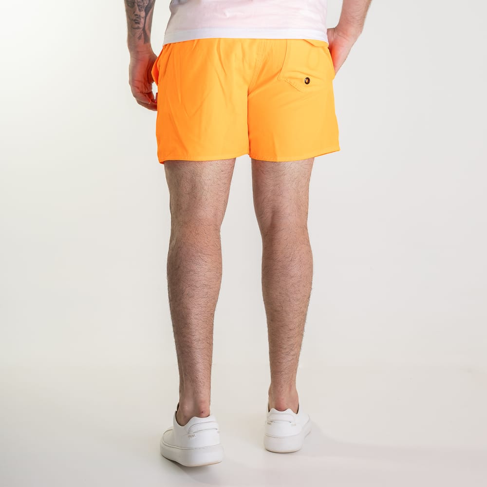 Shorts Beach Reserva Liso Básica Laranja Neon