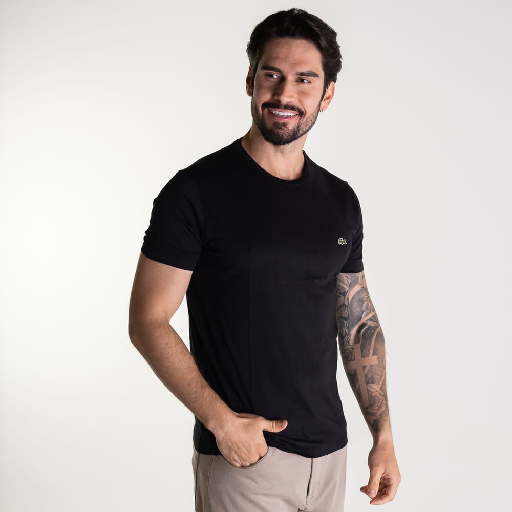 Camiseta Lacoste Algodão Pima Preta