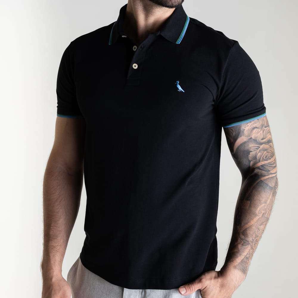 Camisa Polo Reserva Friso Duplo Preta