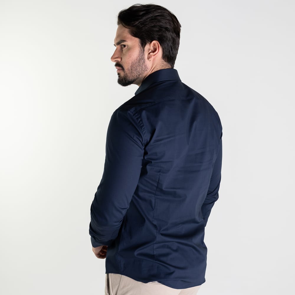 Camisa Aramis Tricoline Stretch Azul Marinho