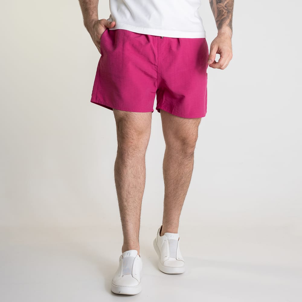 Shorts Beach Reserva Liso Premium Rosa Escuro