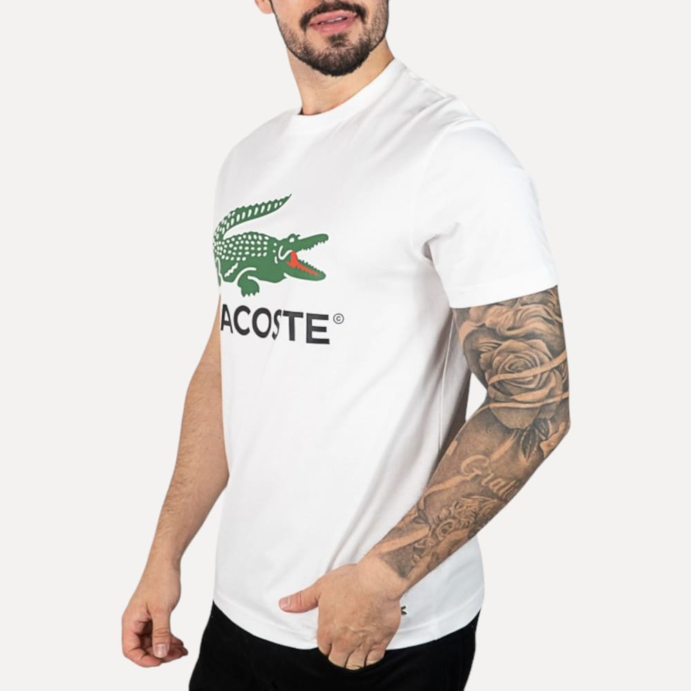 Camiseta Lacoste Patch Estampada Algodão Branca