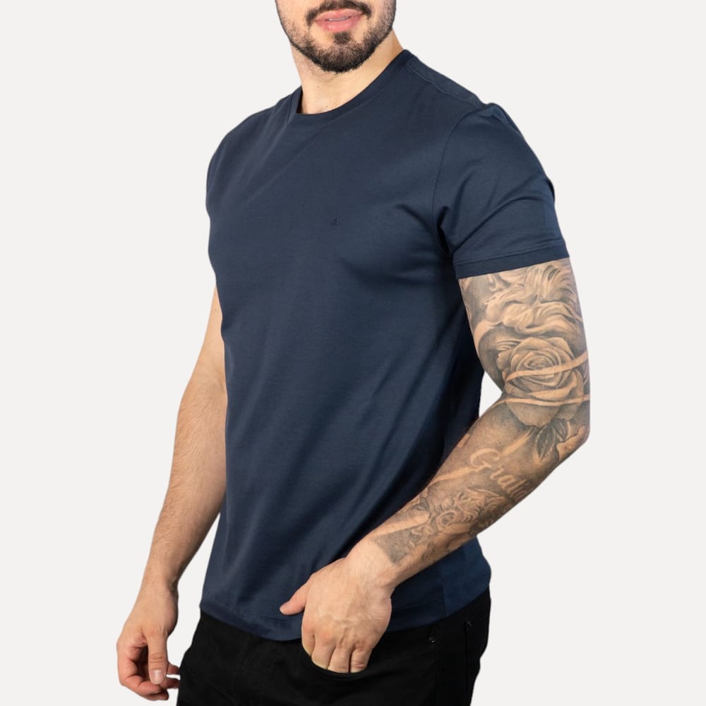 Camiseta Aramis Básica Algodão Pima Azul Marinho