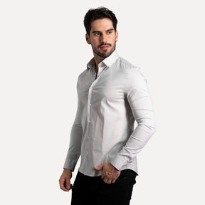 Camisa Calvin Klein Tricoline Slim Fit Cinza Claro