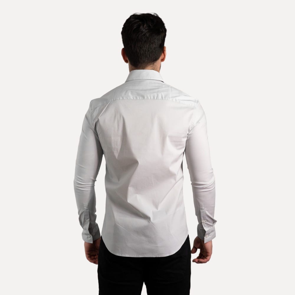 Camisa Calvin Klein Tricoline Slim Fit Cinza Claro