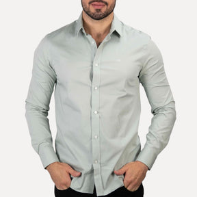 Camisa Calvin Klein Tricoline Slim Fit Verde Capri