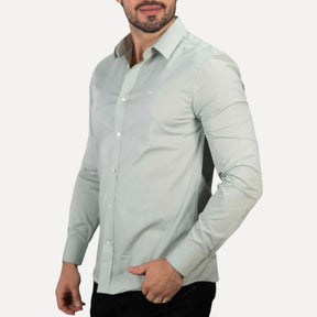 Camisa Calvin Klein Tricoline Slim Fit Verde Capri