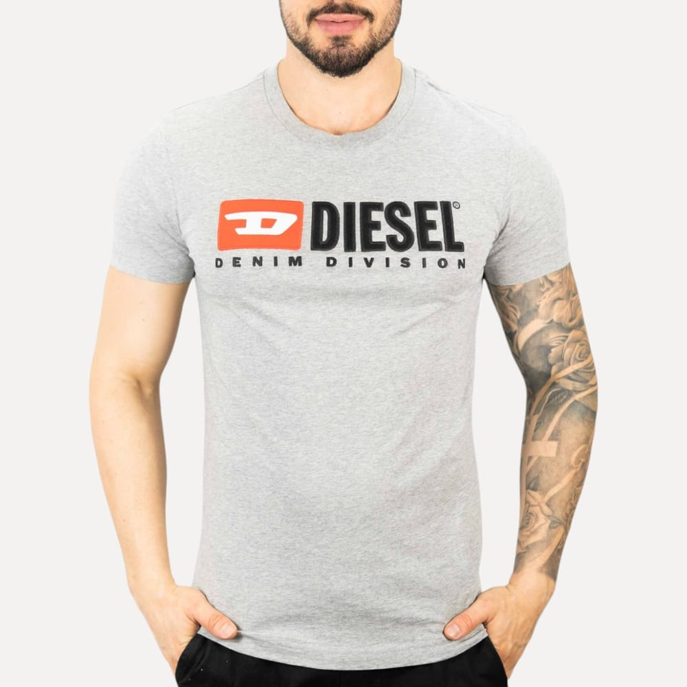 Camiseta Diesel Logo Cinza