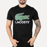 Camiseta Lacoste Patch Estampada Algodão Preta