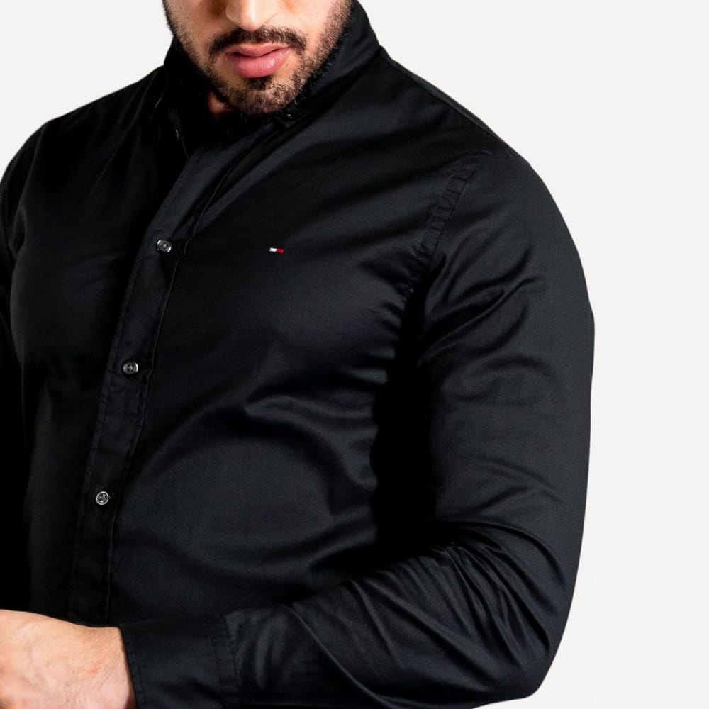 Camisa Flex Regular Fit Tommy Hilfiger Preta