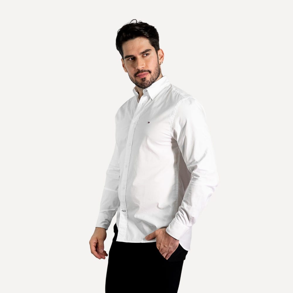 Camisa Flex Regular Fit Tommy Hilfiger Branca