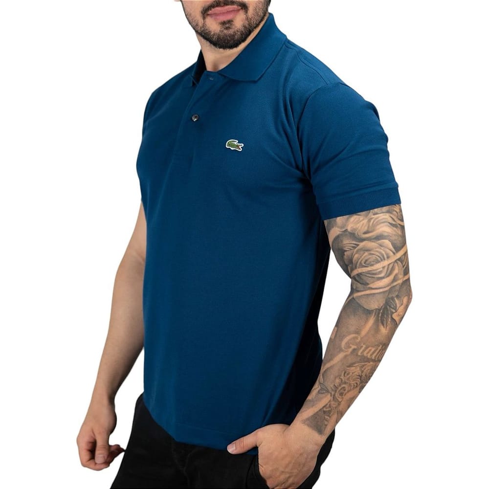 Camisa Polo Lacoste Petit Piquet Azul Marinho