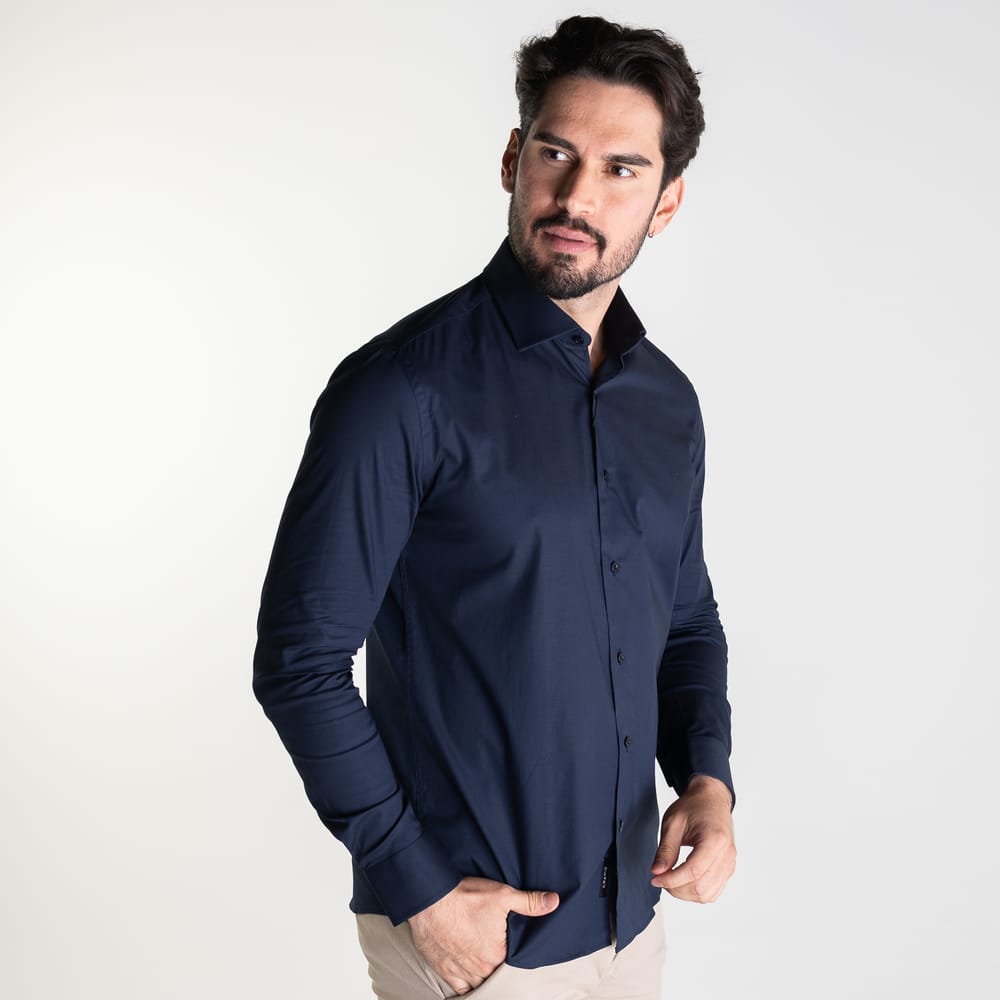 Camisa Aramis Tricoline Stretch Azul Marinho