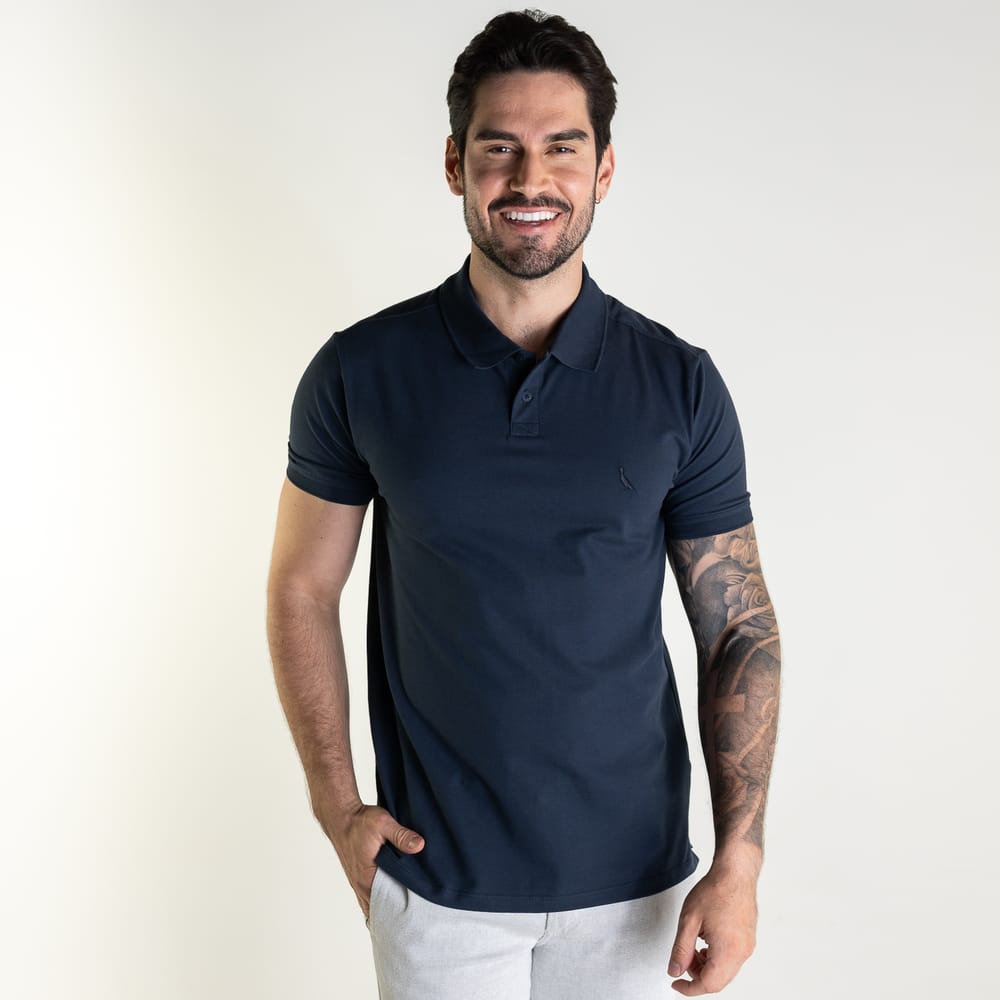 Camisa Polo Pima Reserva Azul Marinho