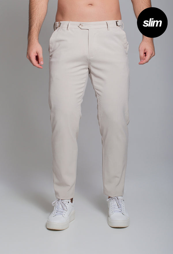 Calça Alfaiataria com Ajuste Areia Slim