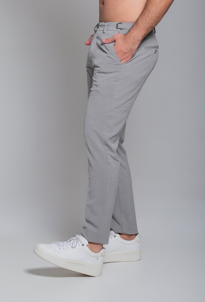 Calça Alfaiataria com Ajuste Cinza Slim