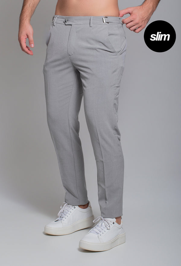 Calça Alfaiataria com Ajuste Cinza Slim