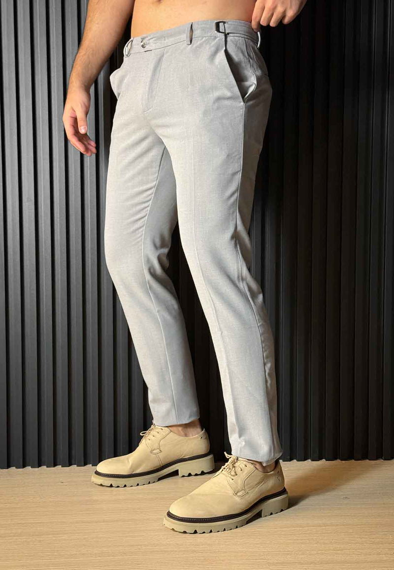 Calça Alfaiataria com Ajuste Cinza Slim