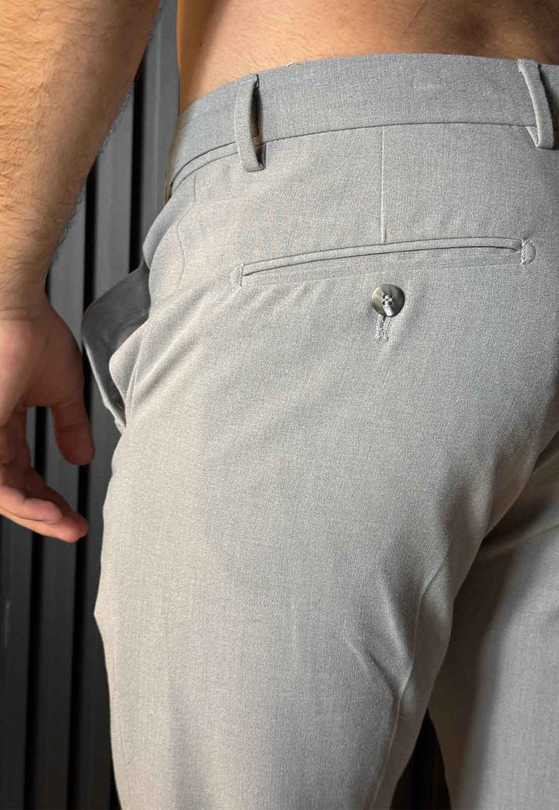 Calça Alfaiataria com Ajuste Cinza Slim