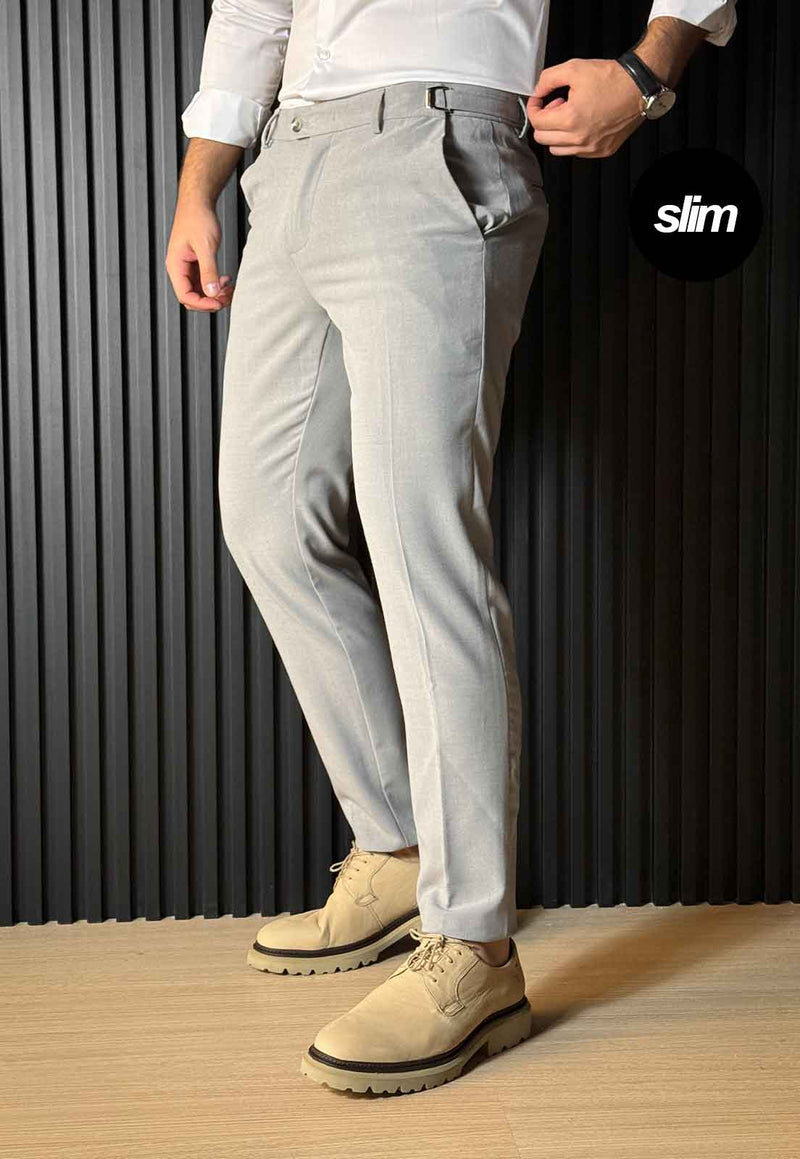 Calça Alfaiataria com Ajuste Cinza Slim