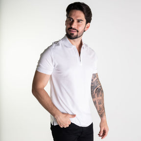 Camisa Polo Aramis Zíper Monocromática Branca