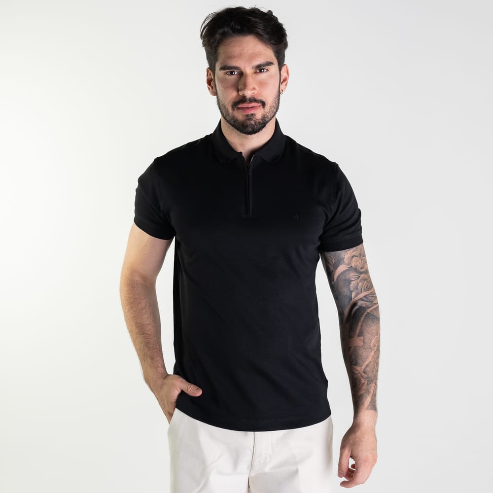 Camisa Polo Aramis Zíper Pima Preta