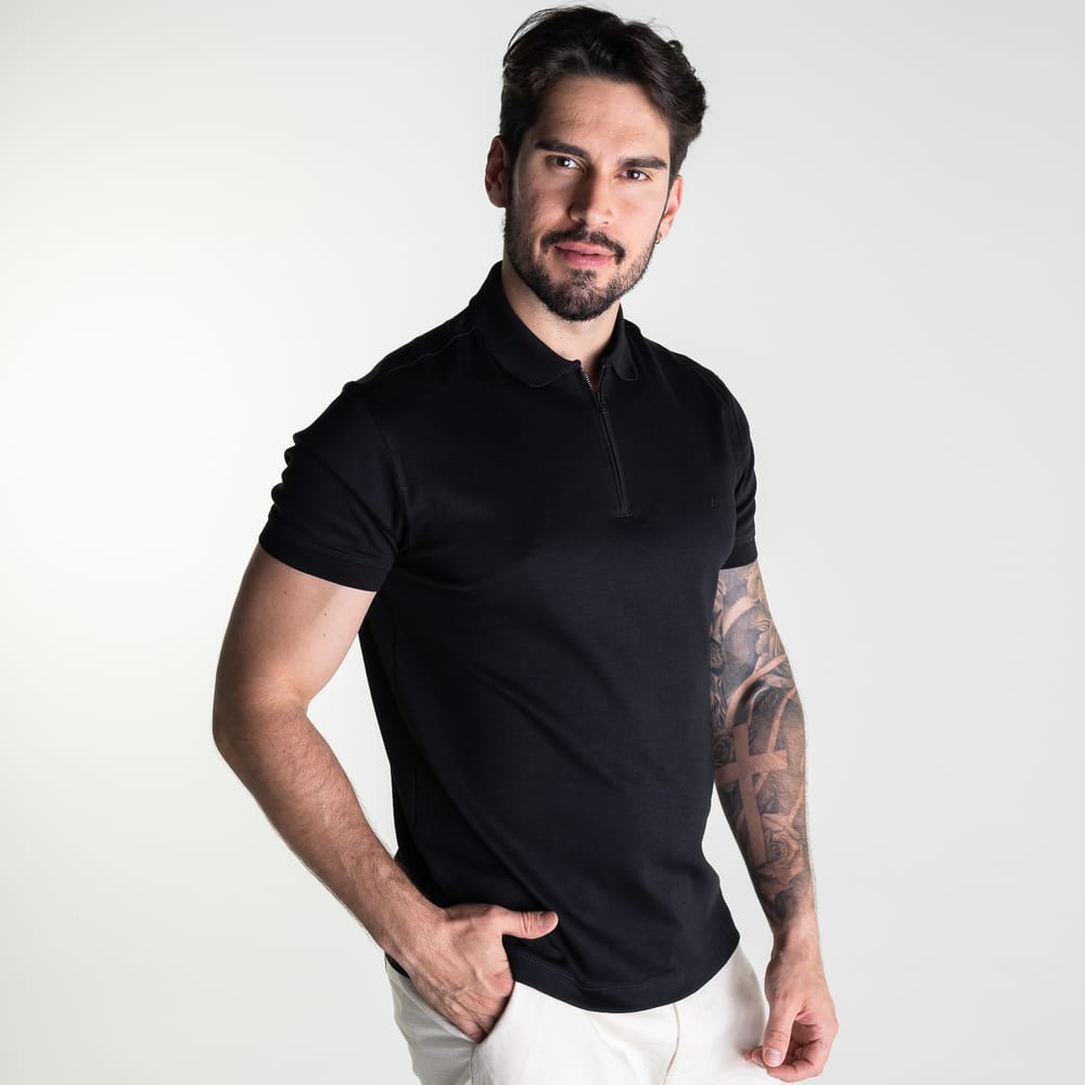 Camisa Polo Aramis Zíper Pima Preta