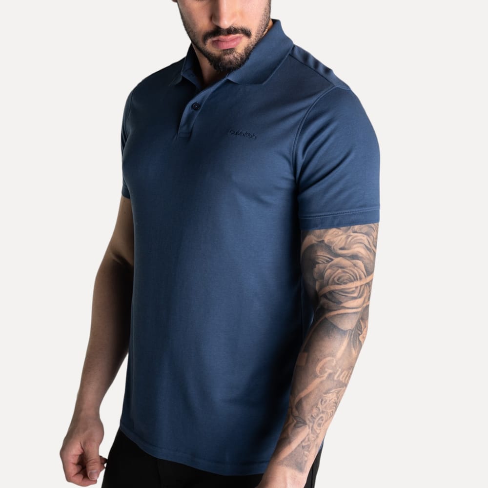 Camisa Polo Calvin Klein Liquid Touch Azul Marinho