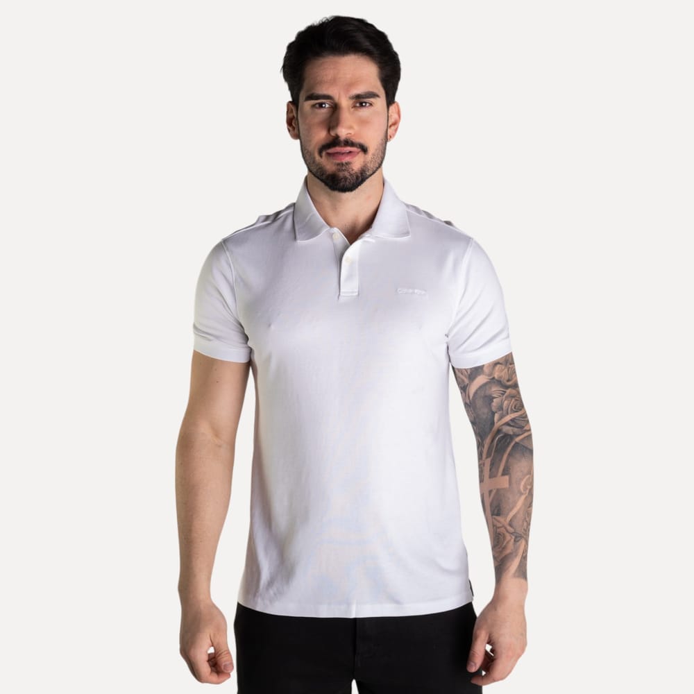 Camisa Polo Calvin Klein Liquid Touch Branca