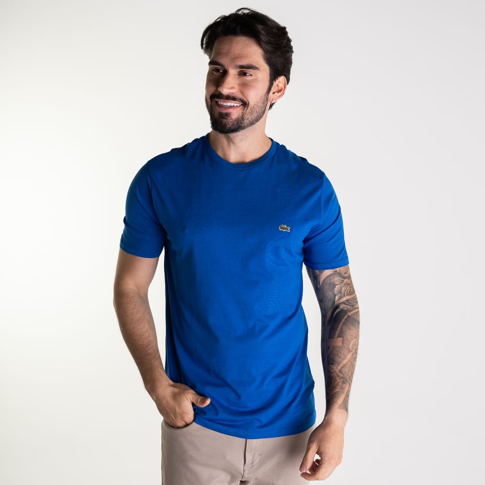 Camiseta Lacoste Algodão Pima Azul