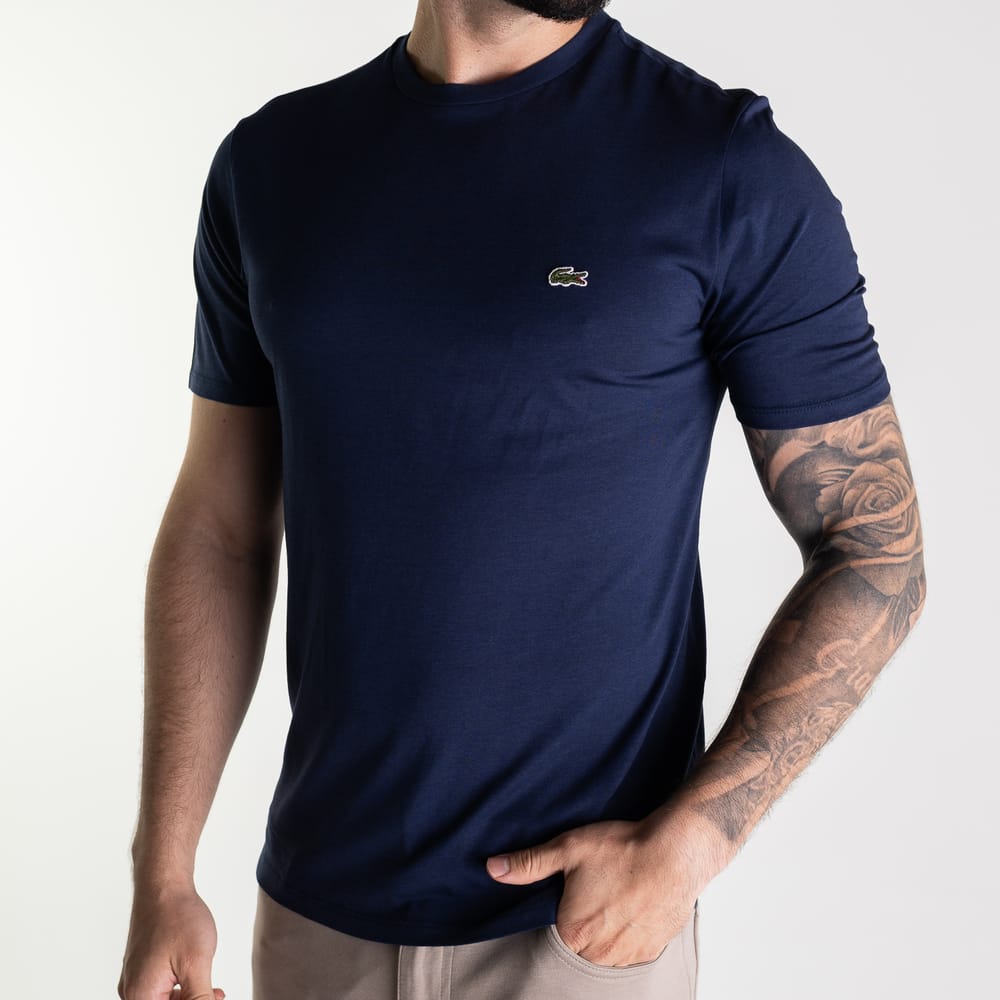 Camiseta Lacoste Algodão Pima Azul Marinho