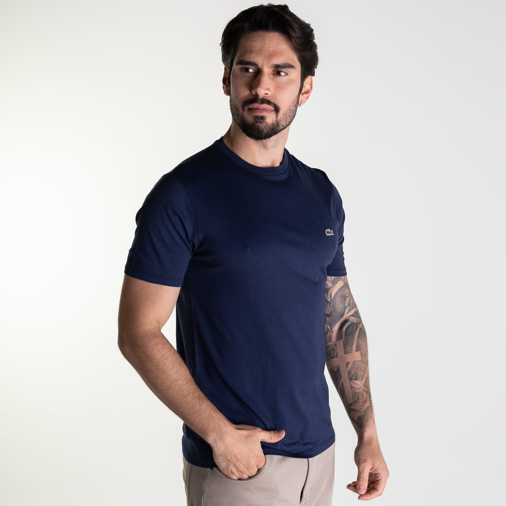 Camiseta Lacoste Algodão Pima Azul Marinho