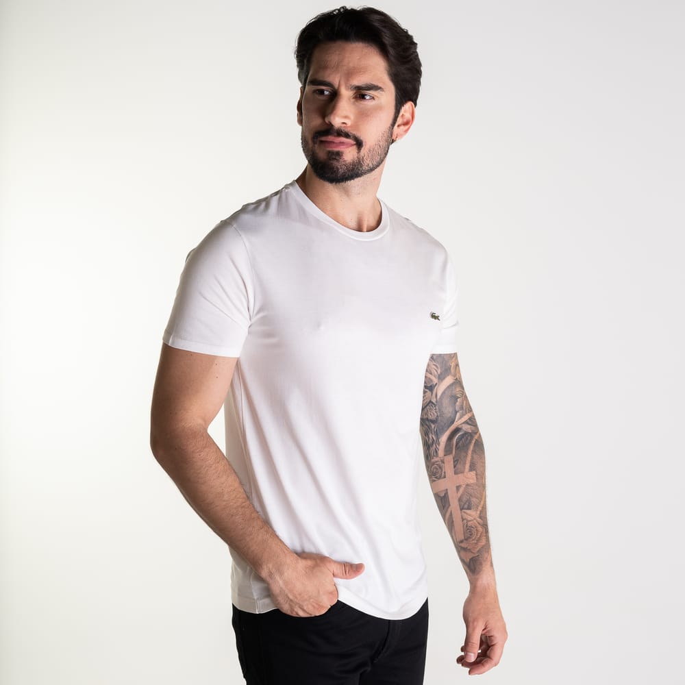 Camiseta Lacoste Algodão Pima Branca