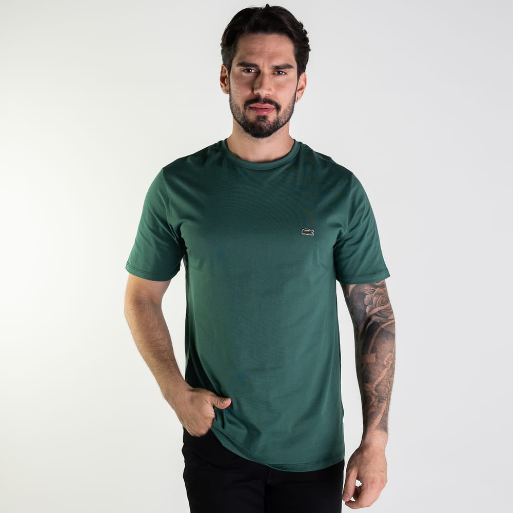 Camiseta Lacoste Algodão Pima Verde Militar