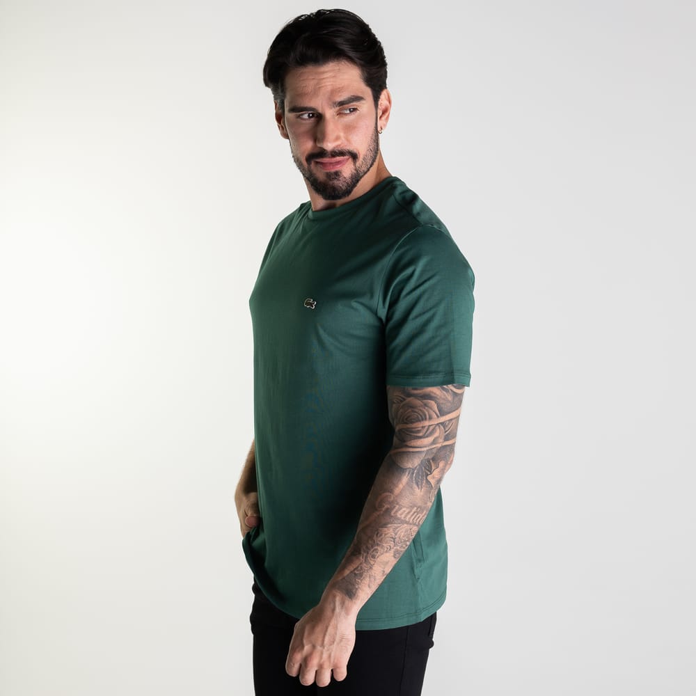 Camiseta Lacoste Algodão Pima Verde Militar