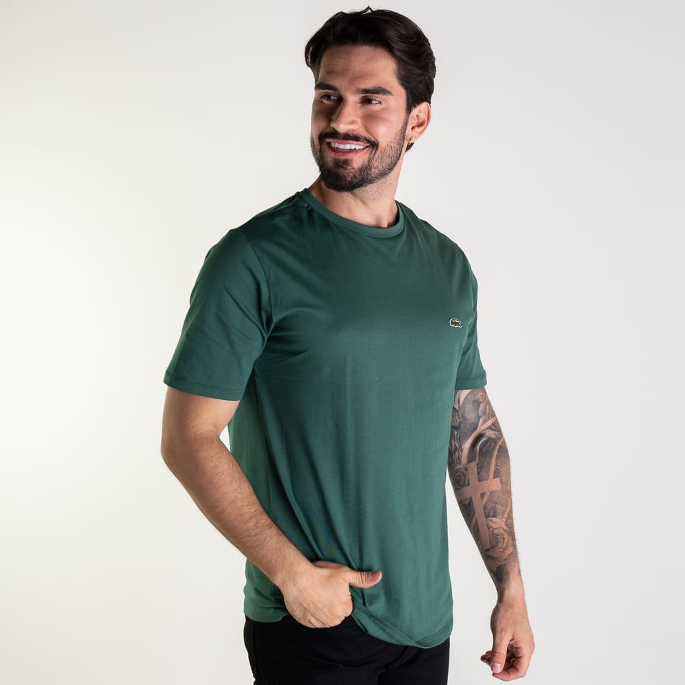 Camiseta Lacoste Algodão Pima Verde Militar