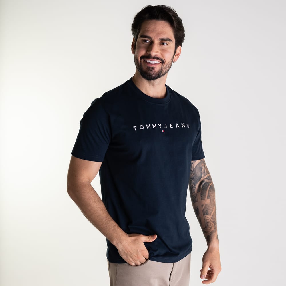 Camiseta Tommy Jeans Linear Marinho