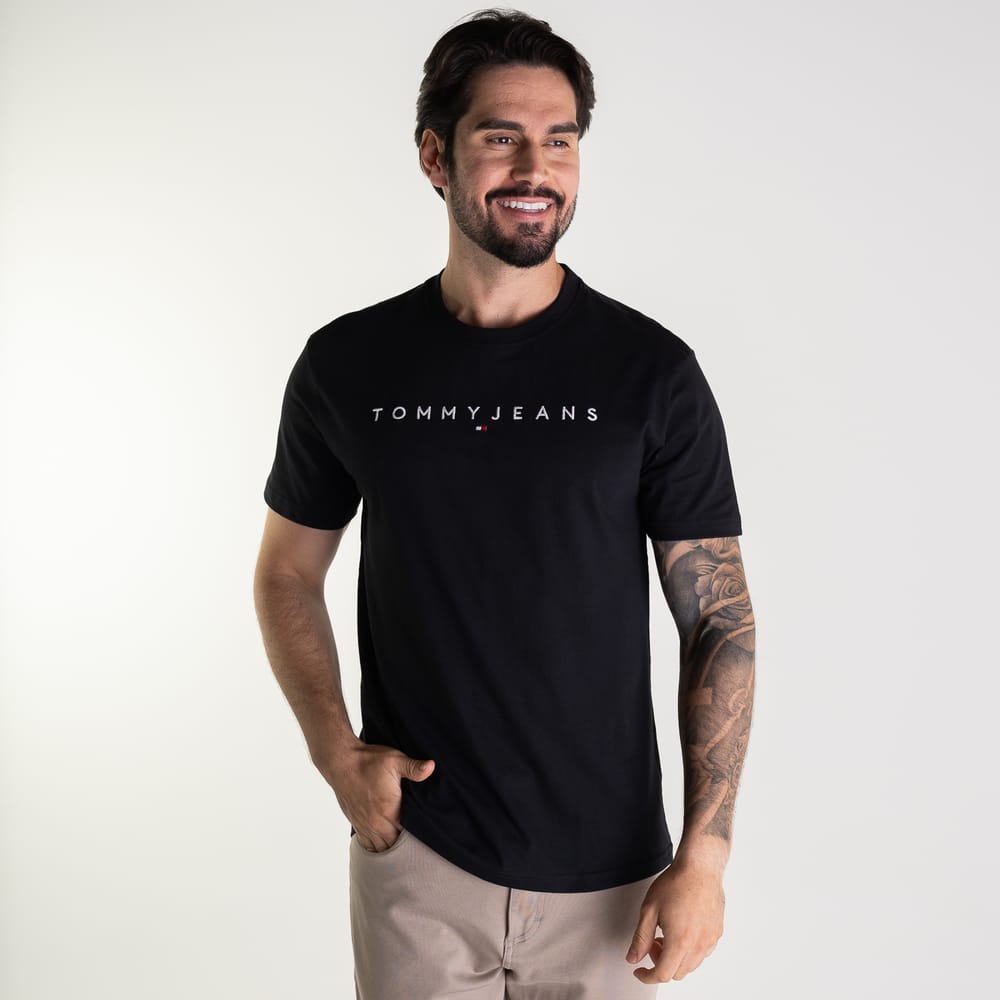 Camiseta Tommy Jeans Linear Preta