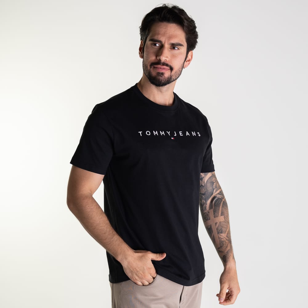 Camiseta Tommy Jeans Linear Preta