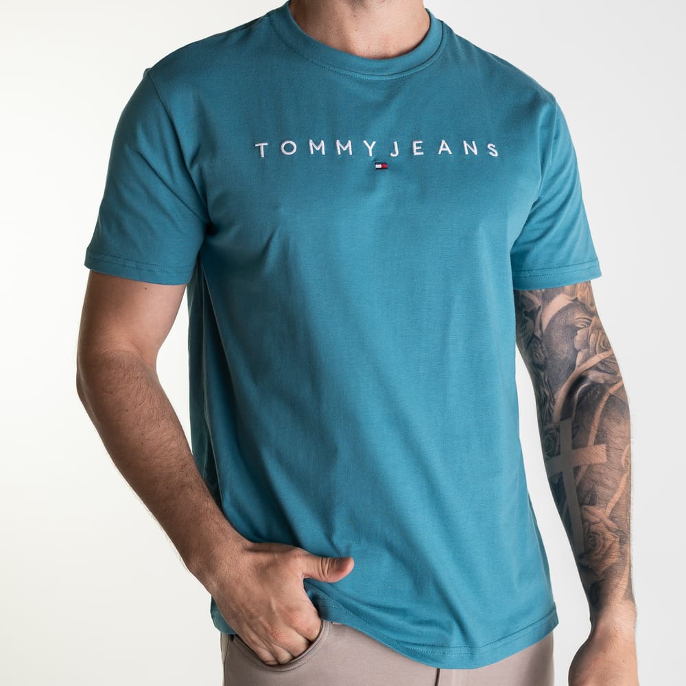 Camiseta Tommy Jeans Linear Verde Real